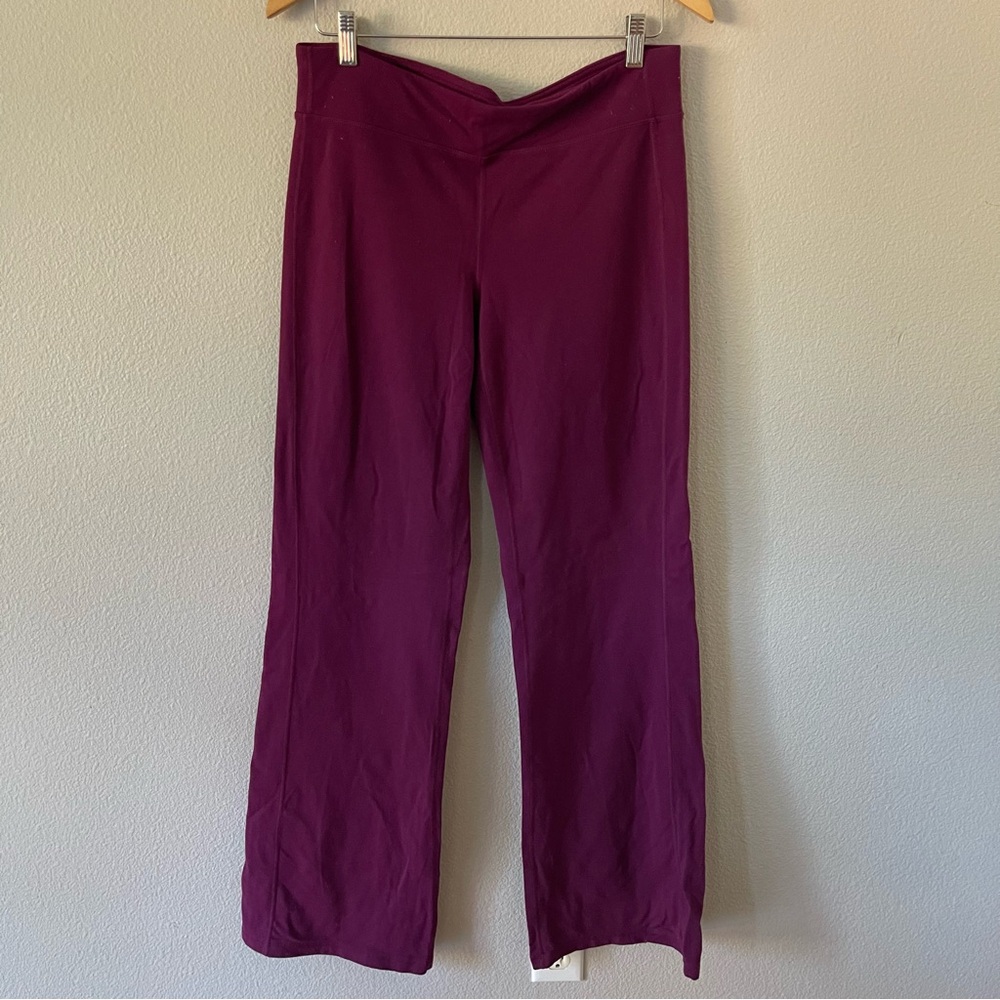 Athleta Plum Kickbooty Wide Leg Flare Yoga Pants Elastic Waist Legging XLT
